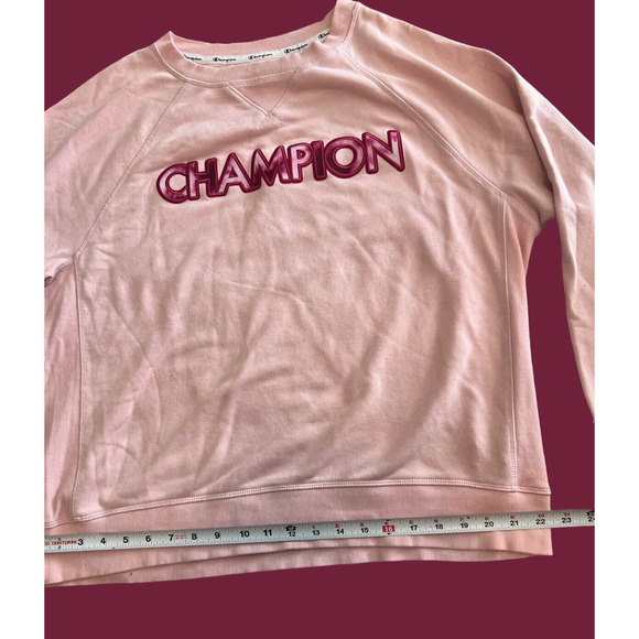 CHAMPION SPELLOUT Campus French Terry Cotton Sweatshirt, Pink| Women's Size: 1X - Picture 6 of 10